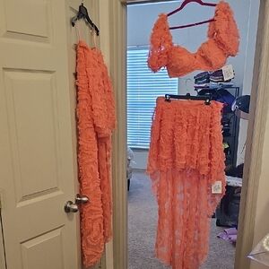 ASOS Orange Mini Hi-Low Skirt Set 3pc.